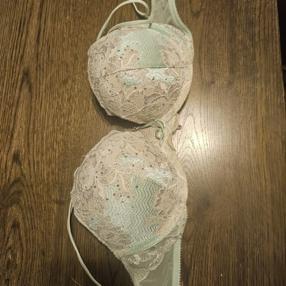 Victoria's Secret Lace Push-Up Bra in Mint Green and Blush